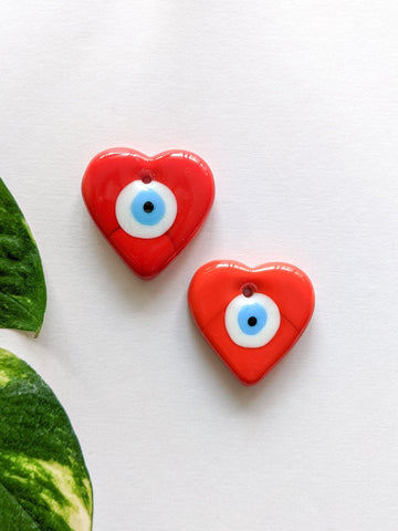 Red Heart (small) - Evil Eye Beads (Pack of 2)