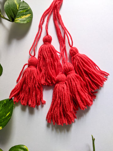 Red - Wool Tassels (Pack of 5)