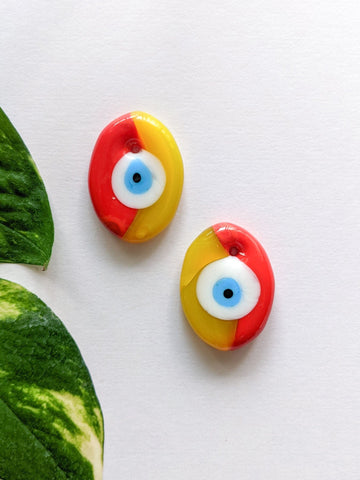 Red & Yellow Oval (small) - Evil Eye Bead