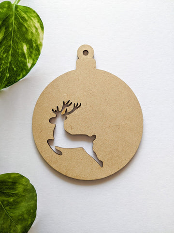 Reindeer Ornament Ball - MDF Cutout