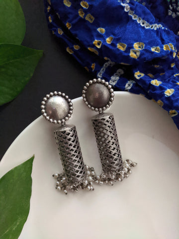 Shagun - Silver Oxidised Earrings