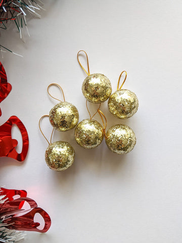 Small Golden Baubles - Christmas Hanging (Pack of 6)