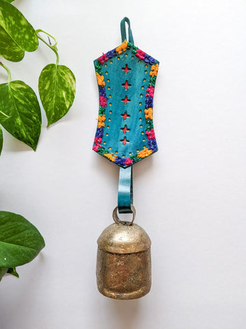 Turquoise Swara - Leather Bell Hanging