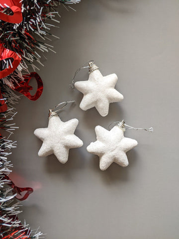 White Stars - Christmas Ornaments (Pack of 3)