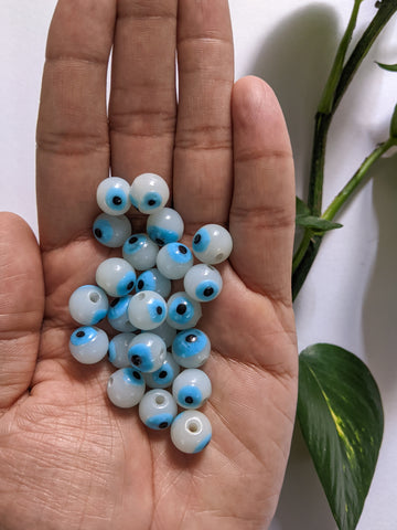 White - Evil Eye Beads (25 beads)