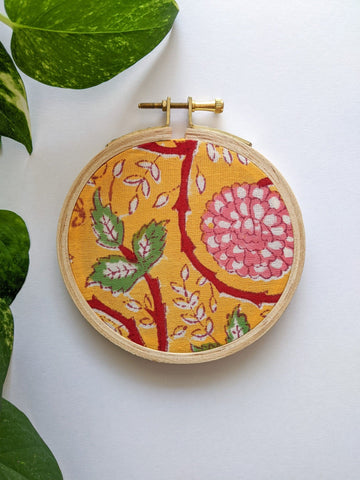 Yellow Floral - Hoop Art (4" Inches)