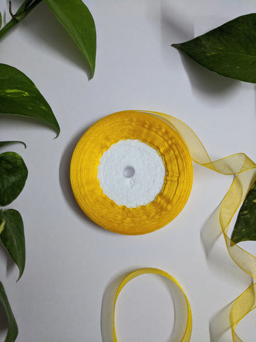 Yellow - Organza Ribbon (0.5 inch)